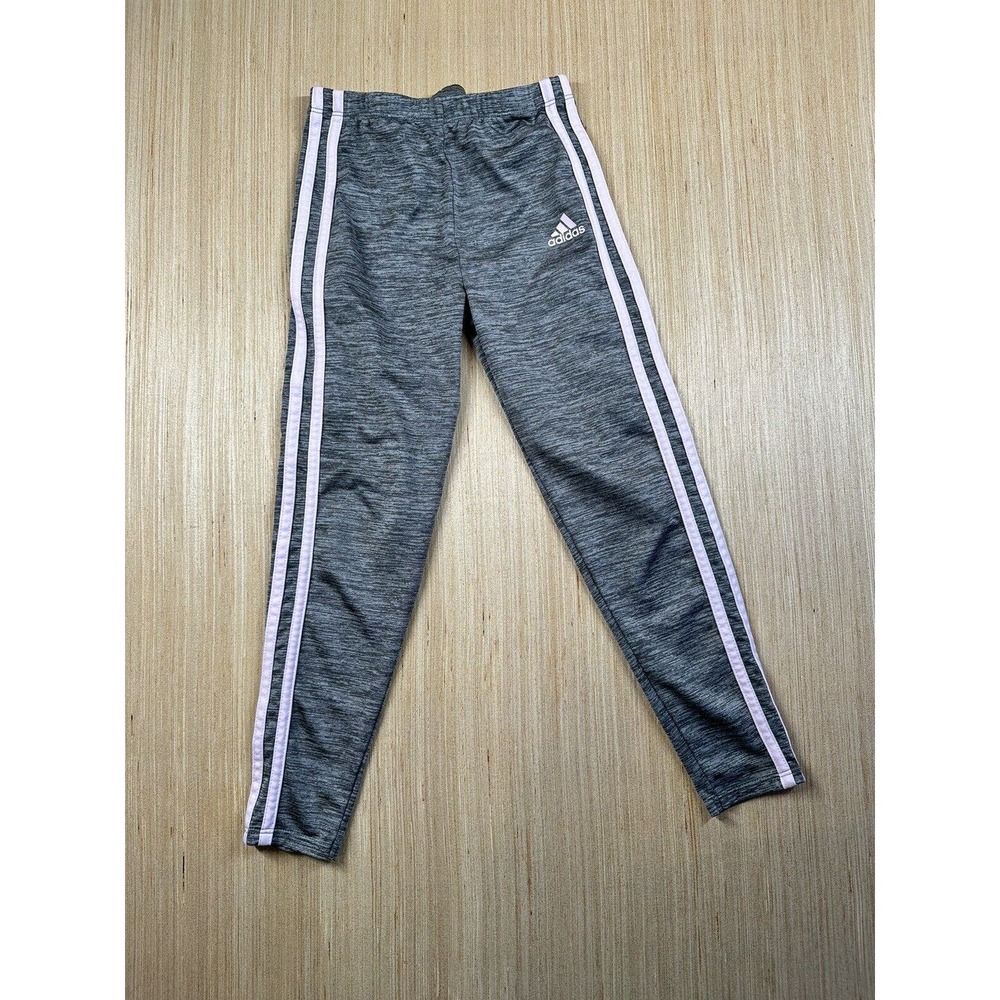 Adidas Leggings Climate Girls 6X Gray & Pink Strips Athletic